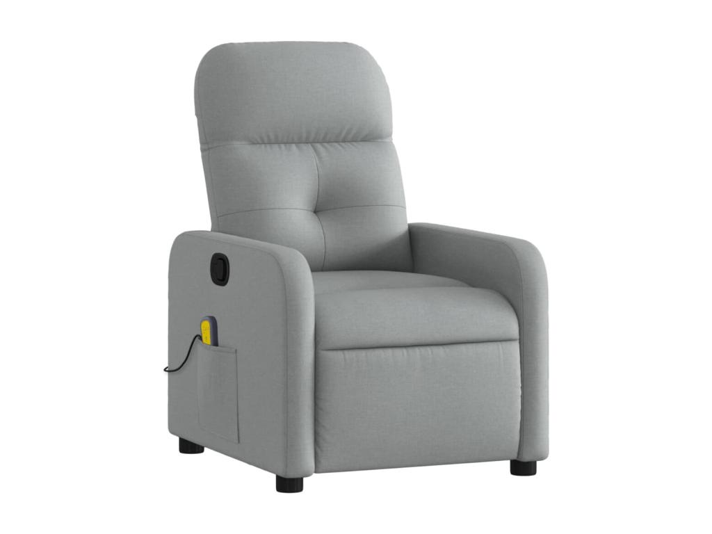 Sillón reclinable de masaje de tela gris claro