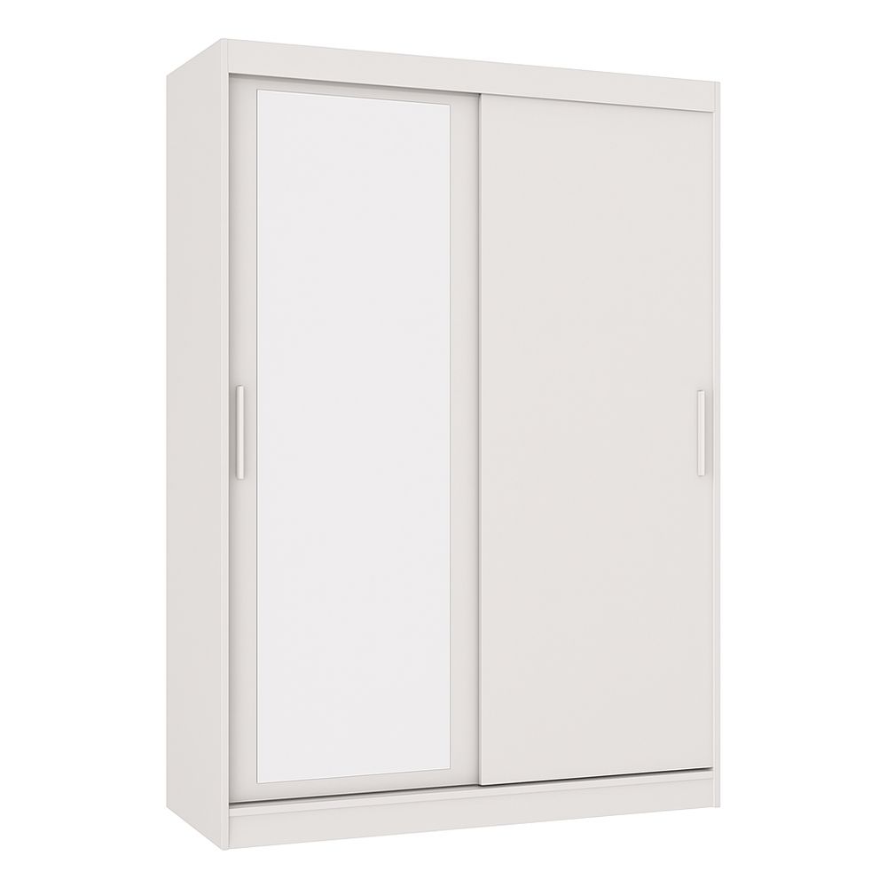 Armario Deslizante Moderno Blanco de Dos Puertas con Espejo para Dormitorio