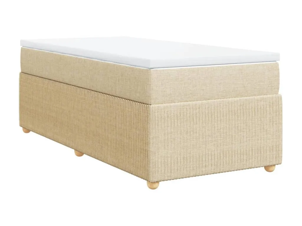 Cama box spring con colchón tela color crema 100x200 cm uhk3520263