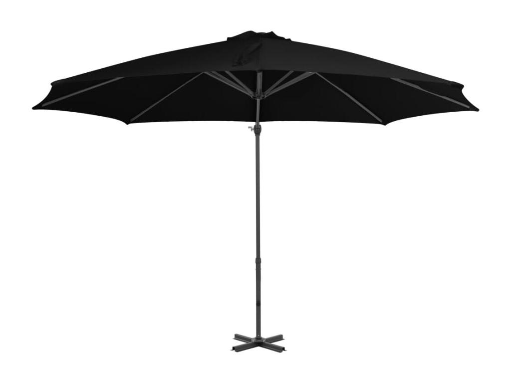 Sombrilla desplazada con poste de aluminio negro 300 cm