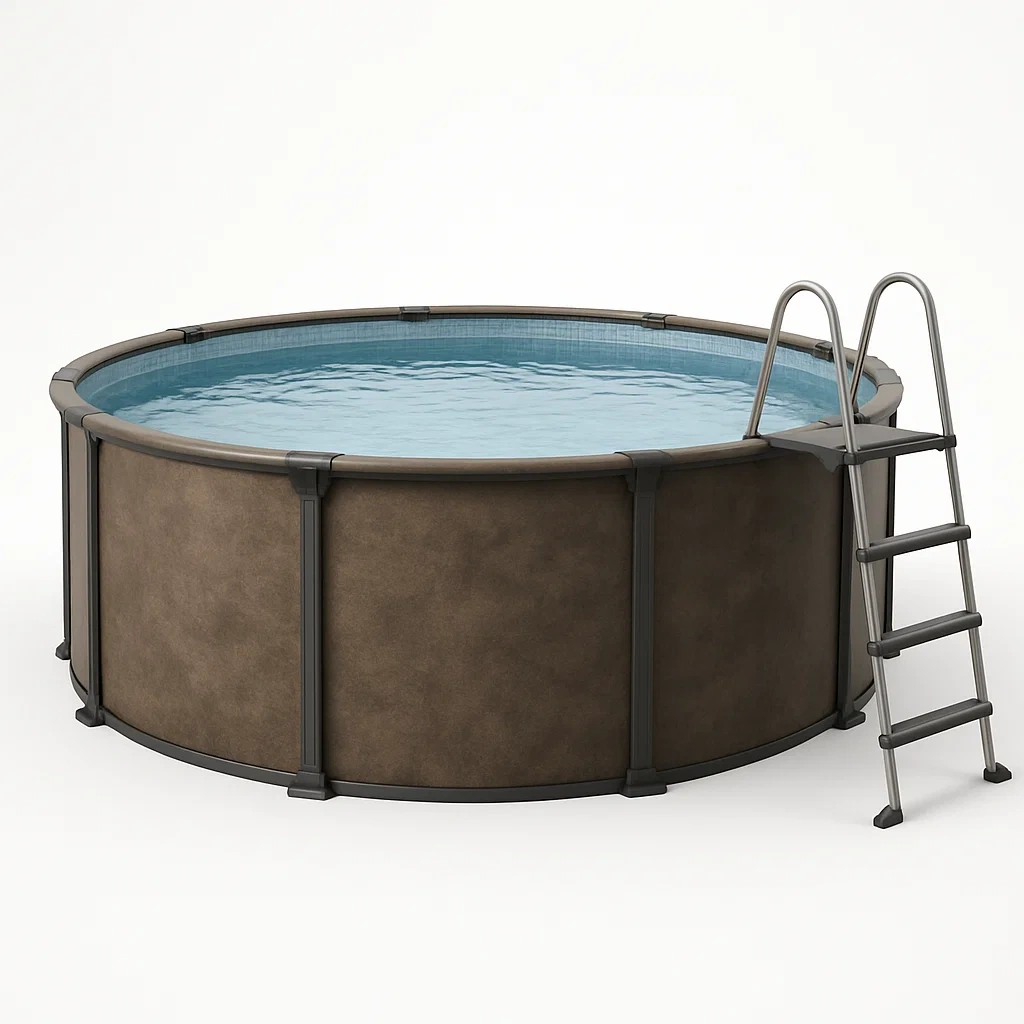 Piscina tubular redonda 298x96 cm, color marrón/negro, con filtro y escalera TbWfhYX237FX