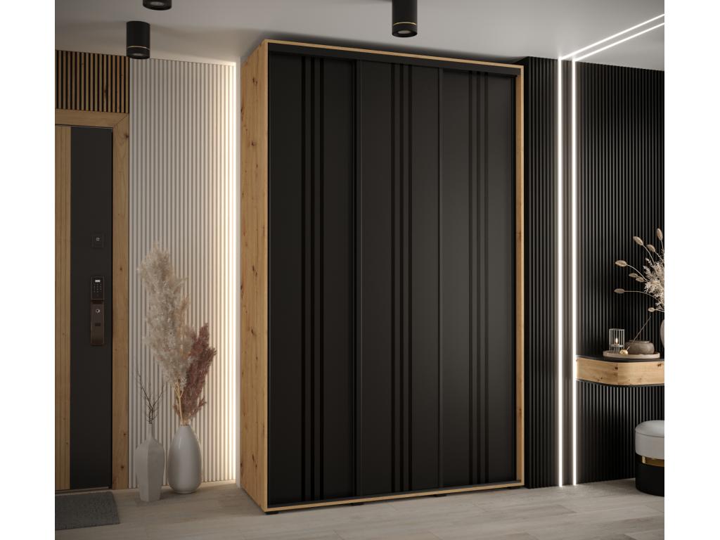 ARMARIO Nestleano 6 DE PUERTAS CORREDERAS 235 - 2/160/60 3 puertas Artisan/Negro/Negro