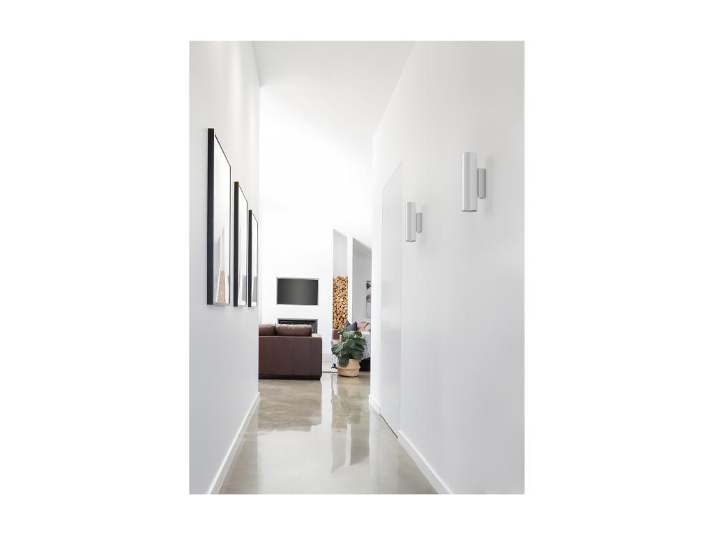 Aplique de pared TANIA estilo moderno - Alt. 20,2 cm - 2X GU10 50W- up&down - acero y blanco - IP20