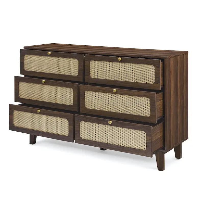 Vintage Wooden Six-Drawer Dresser - Ideal for Bedroom, TV Cabinet, or Living Room Storage