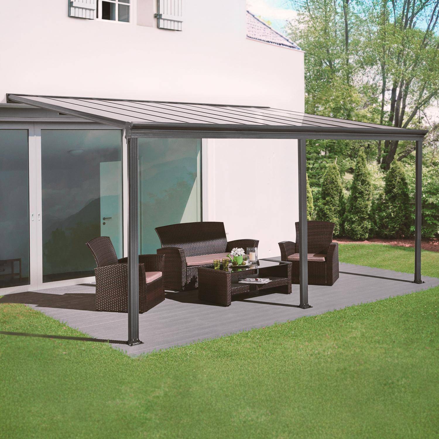 Avenio - Pérgola 3x5m de aluminio con canalón
