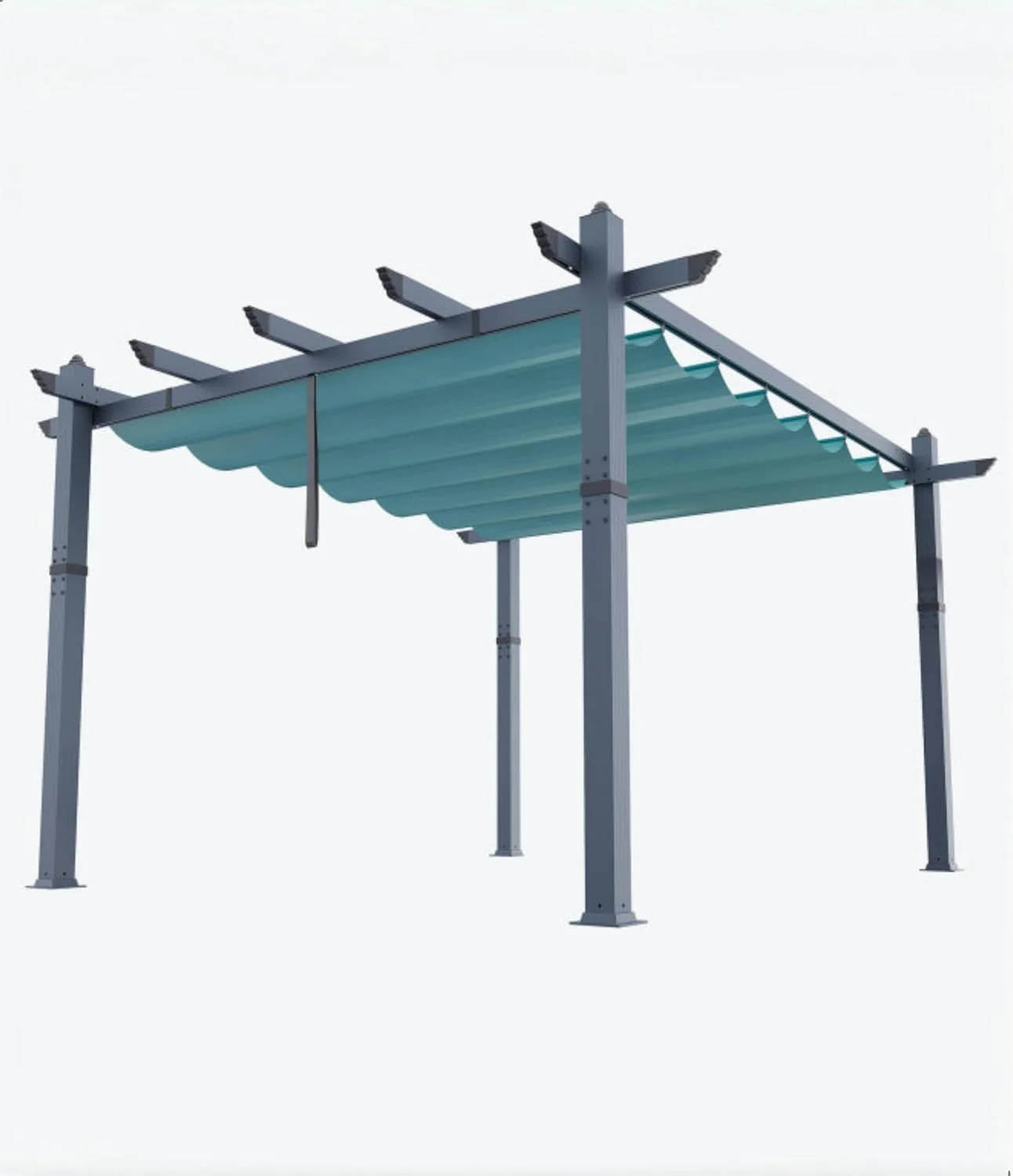 EastVita 10x10 Ft Aluminum Pergola,Outdoor Pergola with Adjustable Canopy,Reinforced Frame Metal Pergola for Backyard,Garden and Deck - Khaki - Image 18