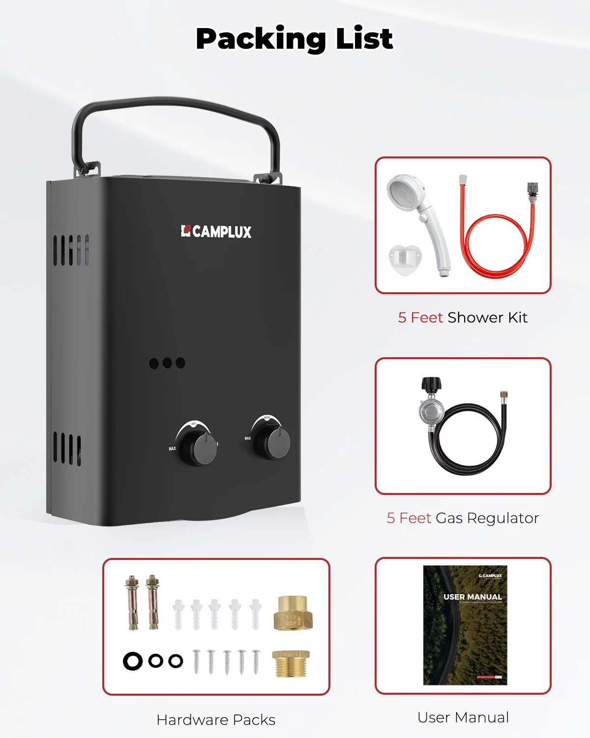 CAMPLUX Portable 1.32 GPM 34,000 BTU Propane Tankless Water Heater for Outdoor - Image 10