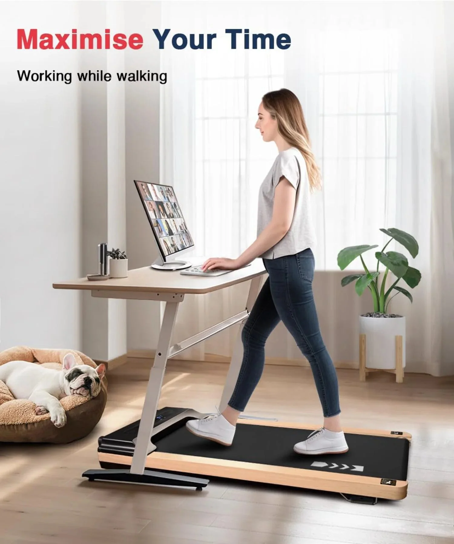 Ecotronic Indoor Electric Walking Pad With Natural Wood Finish, 2.25HP Motor, LED Display, Remote Control And Incline - Image 4 Ecotronic Indoor Electric Walking Pad With Natural Wood Finish, 2.25HP Motor, LED Display, Remote Control And Incline - Image 4
