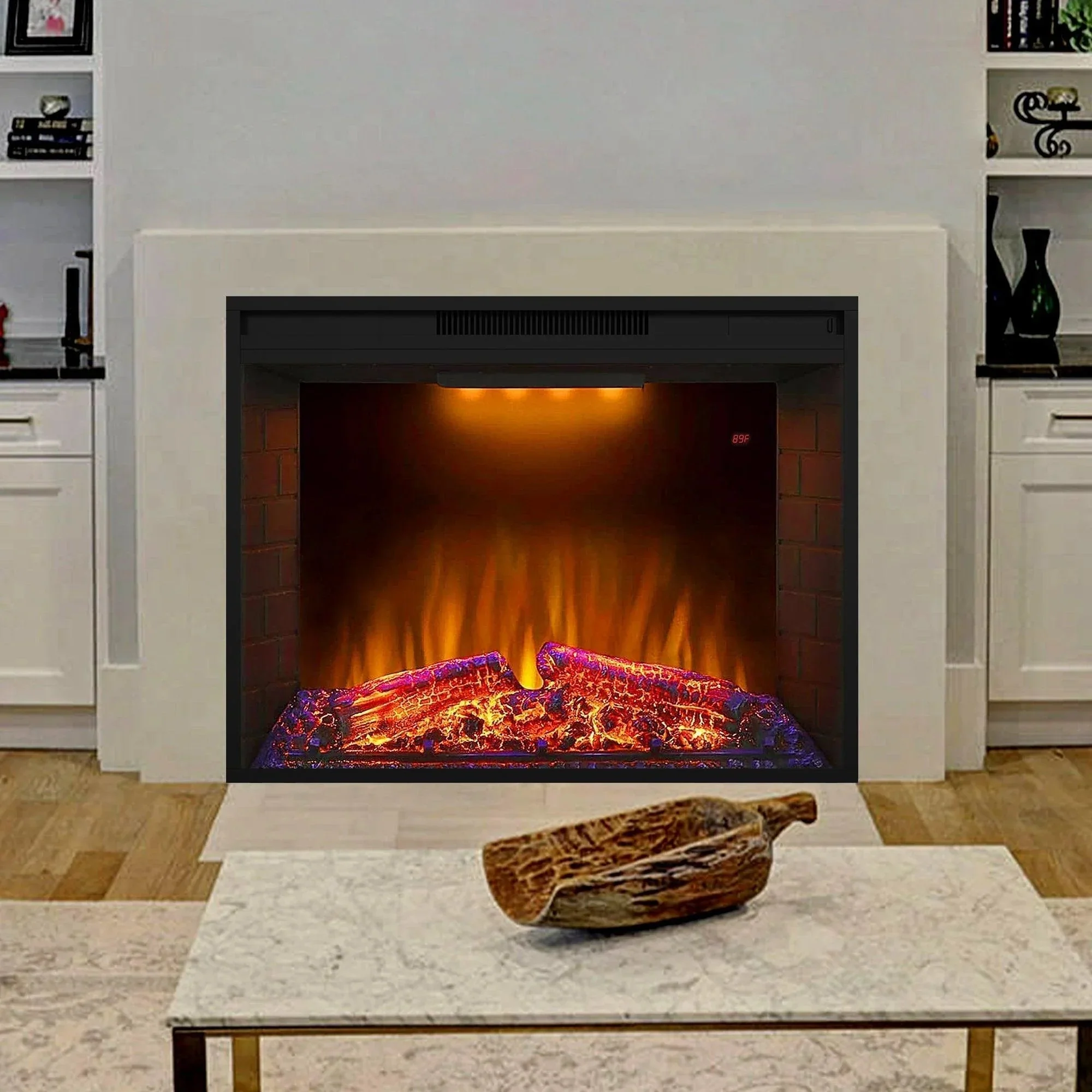 WAYFAIR Black Electric Fireplace Heater Insert With Overheating Protection And Remote Control