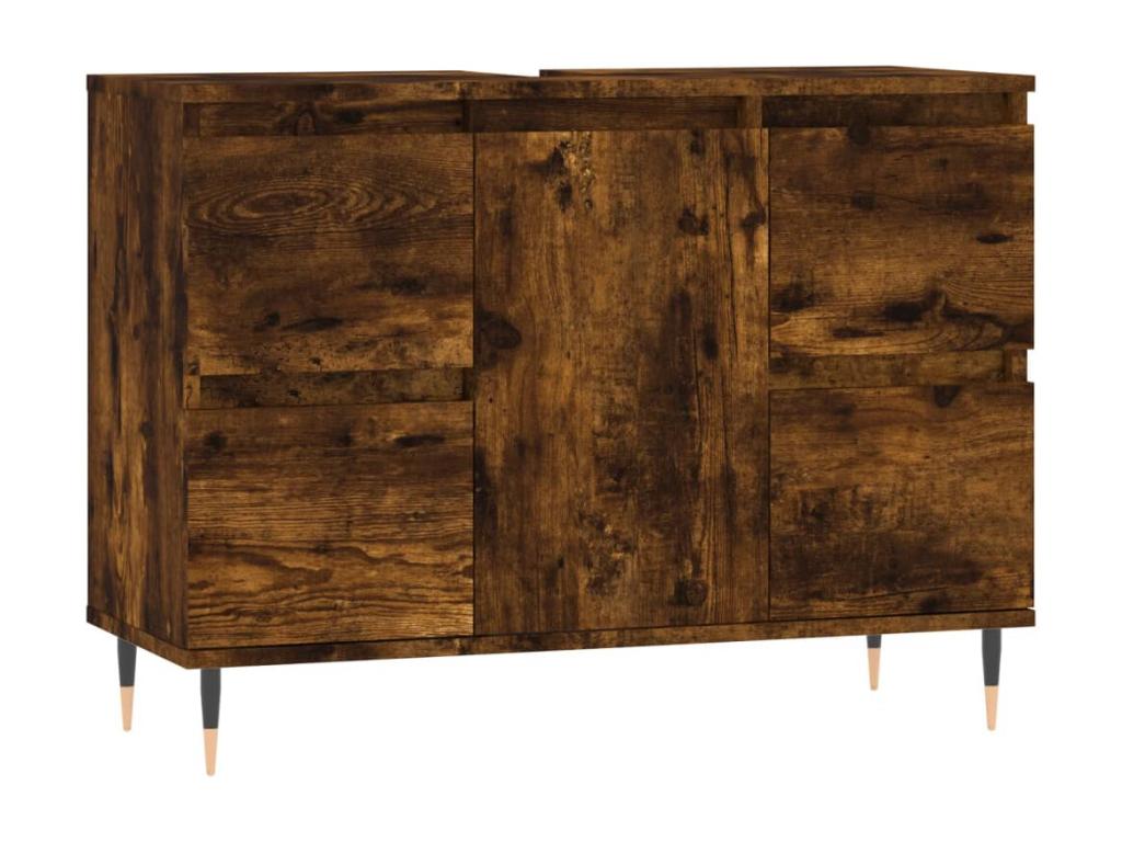 Mueble de baño madera de ingeniería roble ahumado 80x33x60 cm