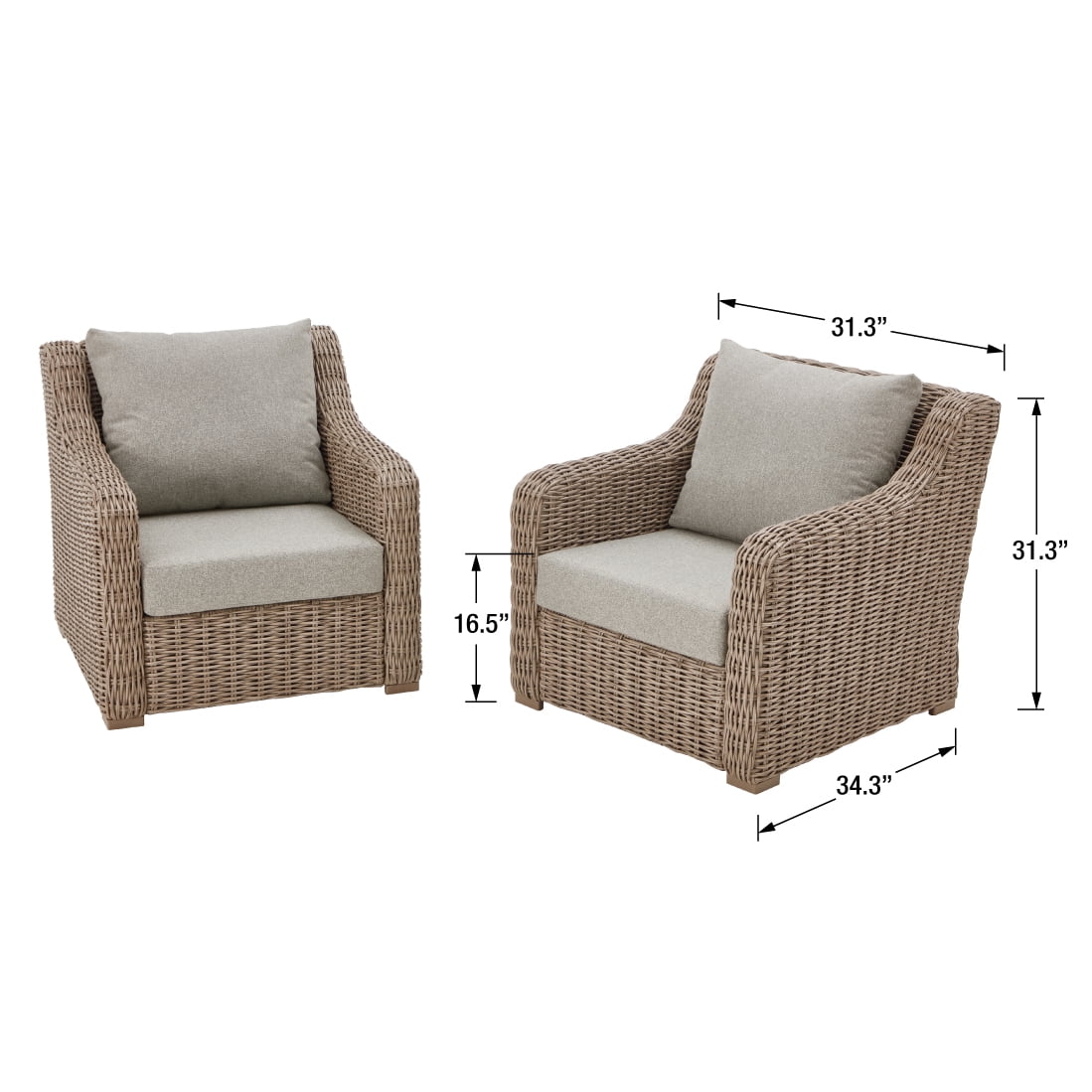 Better Homes & Gardens Bellamy 2-Pack Outdoor Wicker Club Lounge Patio Chairs, Dark Brown - Image 16