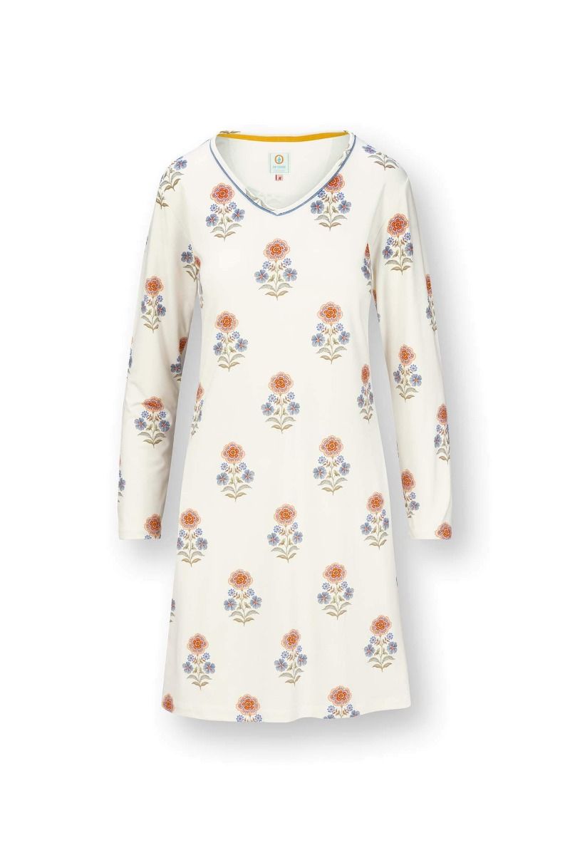 Dana Long Sleeve Nightdress Tanaka White