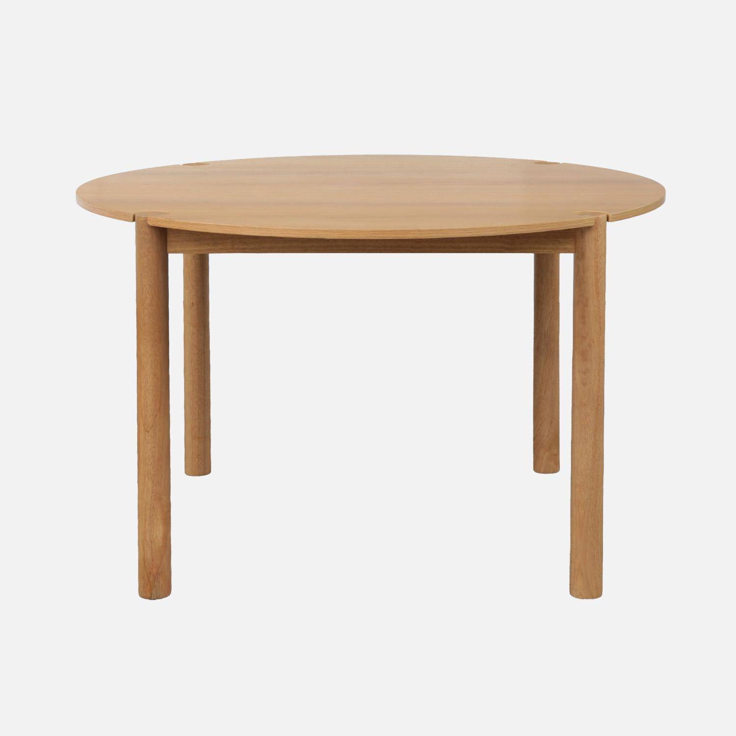 Clemence - Mesa de comedor redonda de madera de hevea, 4 plazas