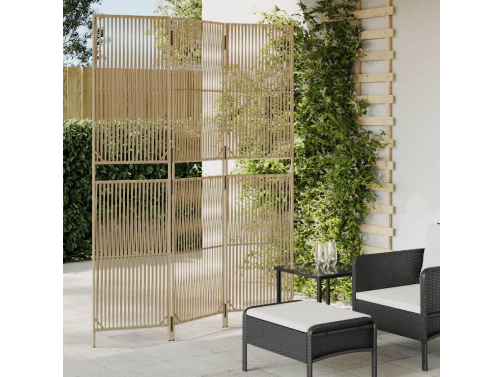 Tabique de resina tejida de 3 paneles beige