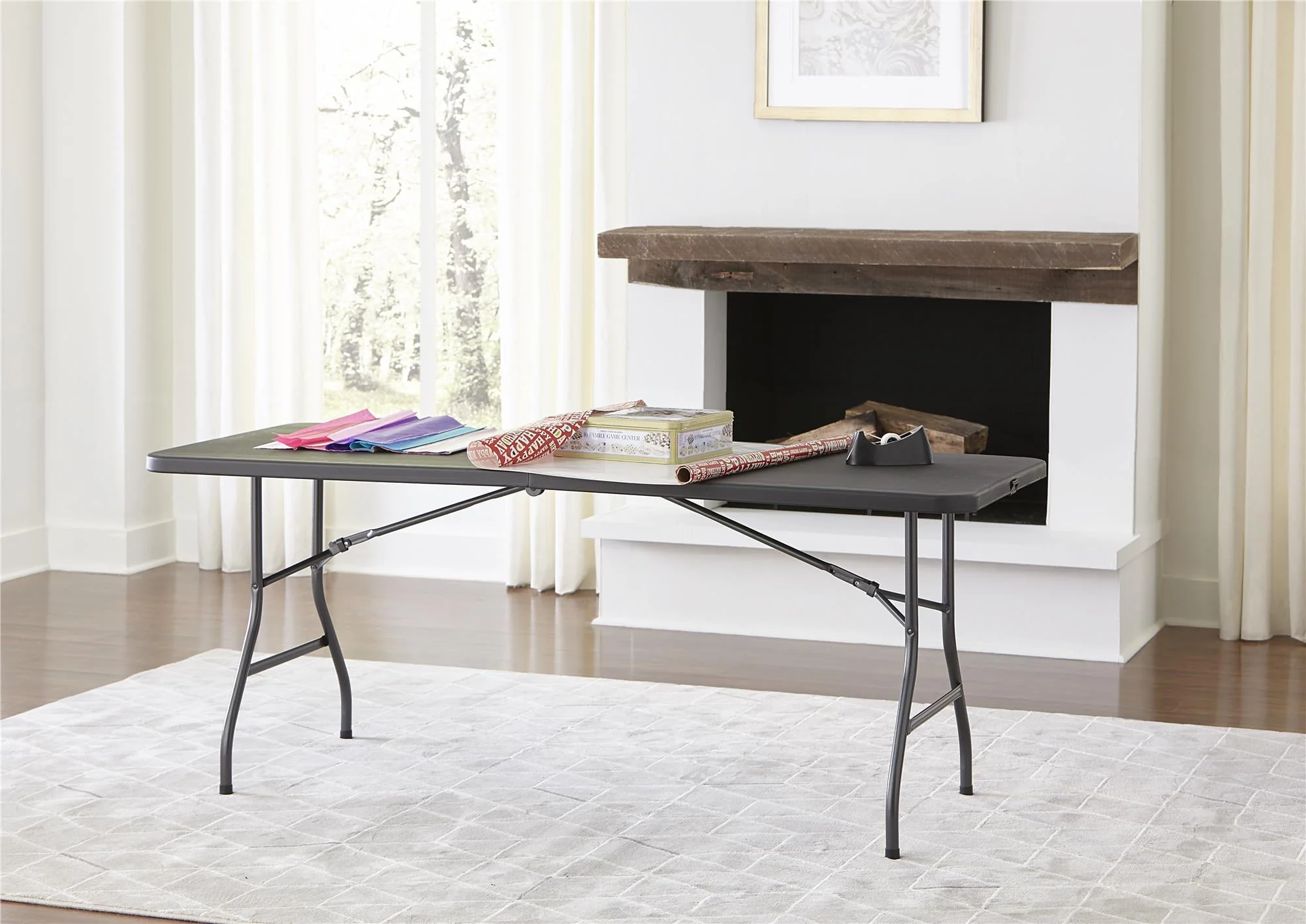Cosco 6 Foot Centerfold Folding Table, Black - Image 16