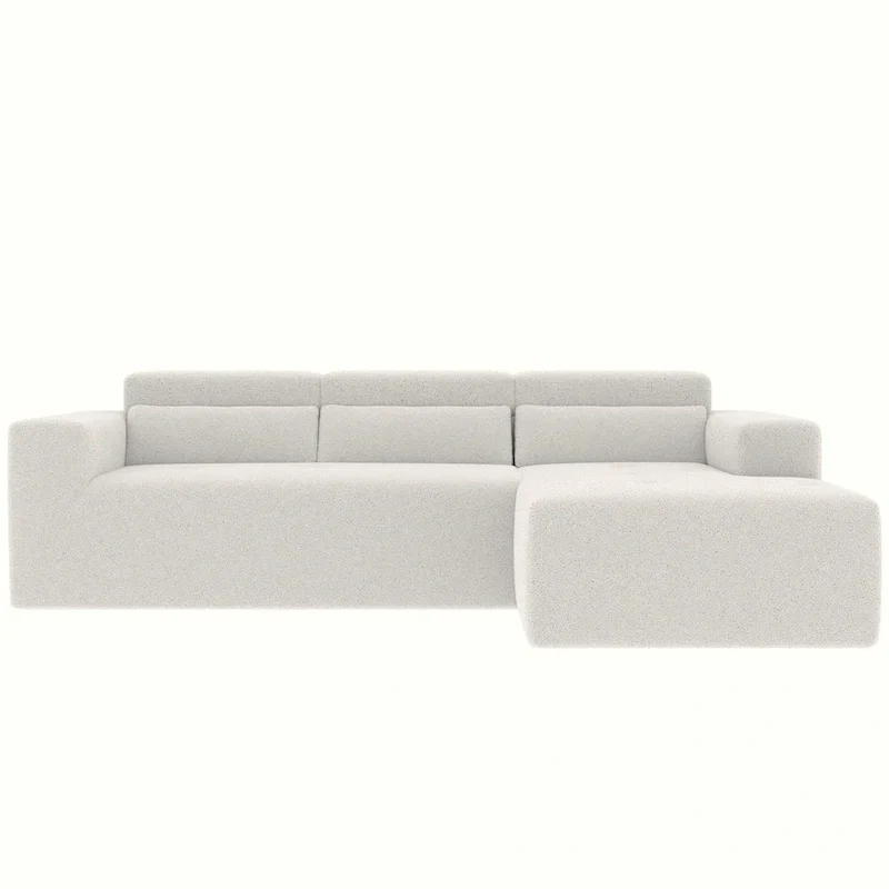 L Shaped Sectional Sofa with Upholstered Cushions and Modular Design