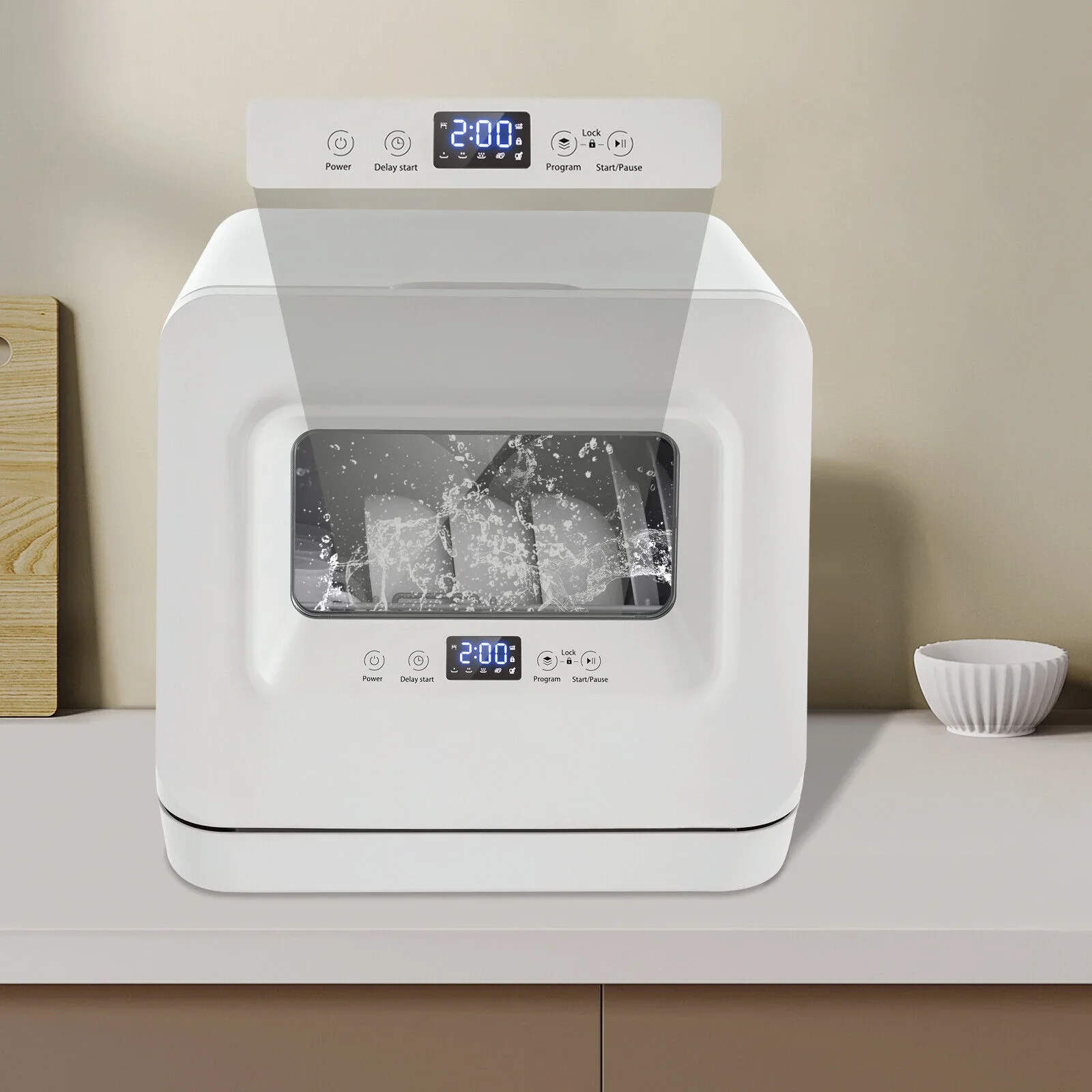 Counter Top Dishwashe, Portable Countertop Dishwashers, Mini Dishwasher 3-in-1 Cups Dishwasher