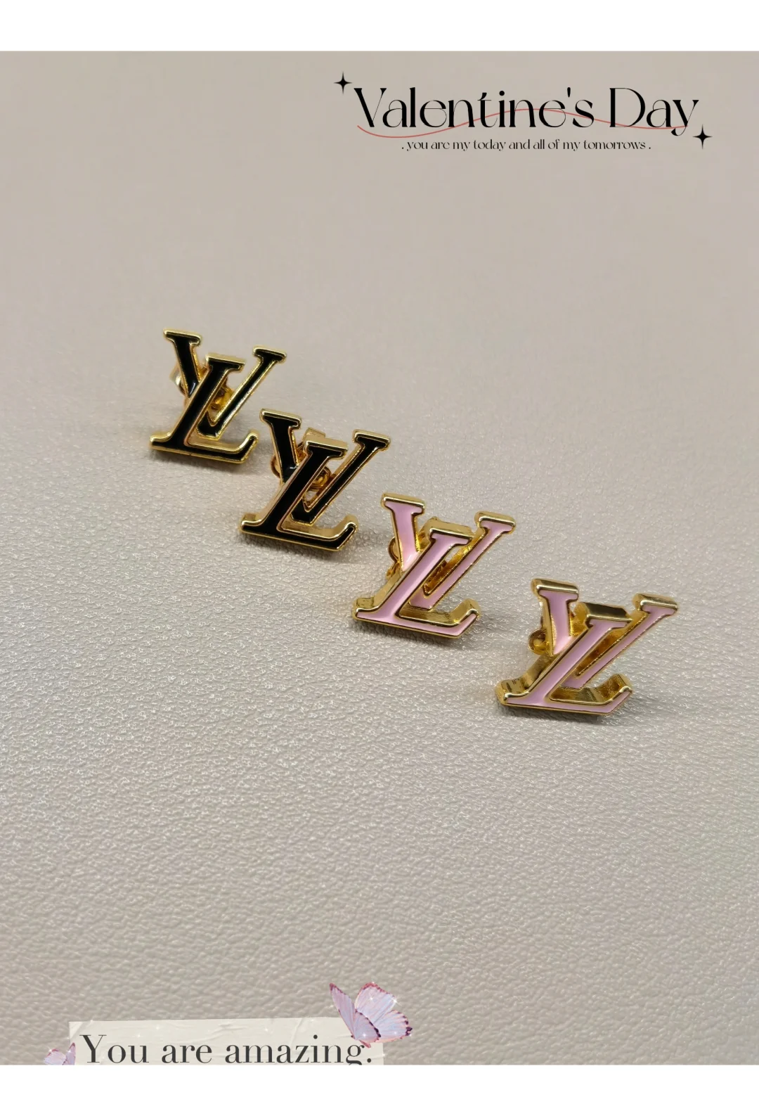 Louis Vuitton Pink LV Letter Earrings - Original Replica Club