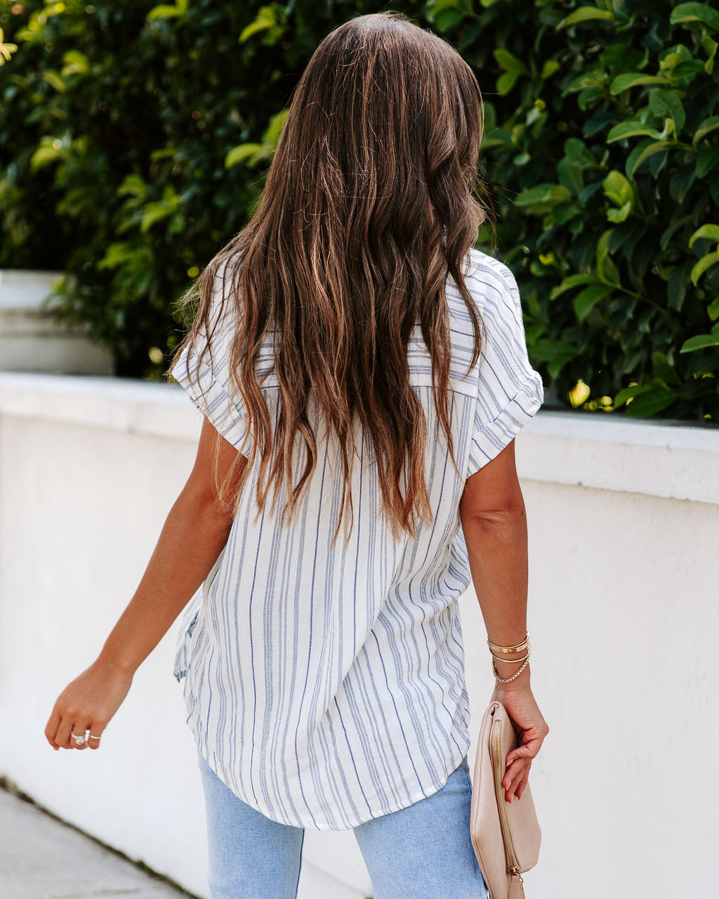 Chandon Metallic Striped Button Down Top - FINAL SALE - Se7enfashion