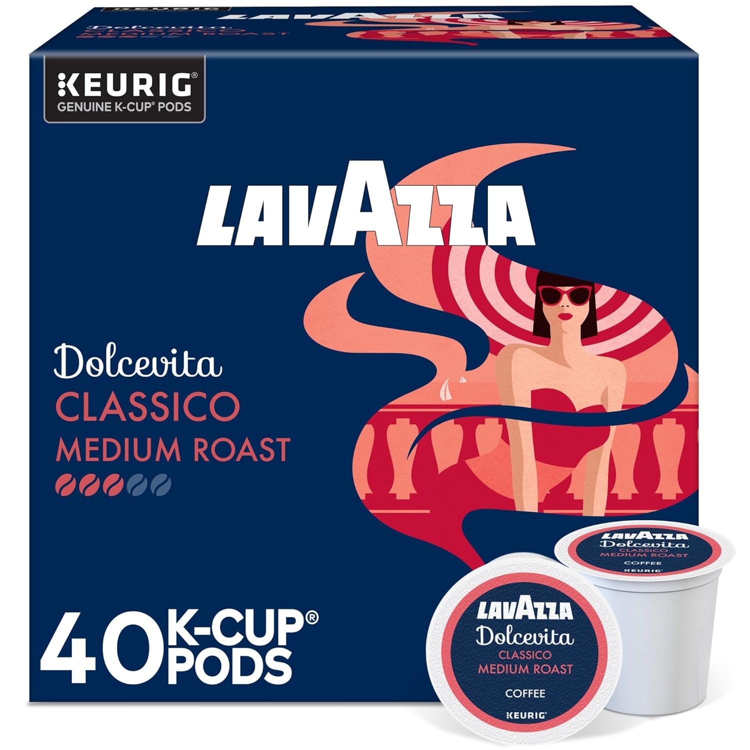 Lavazza Dolcevita Classico. Single-Serve Keurig K-Cup Pods. Medium Roast Coffee. 40-Count Box