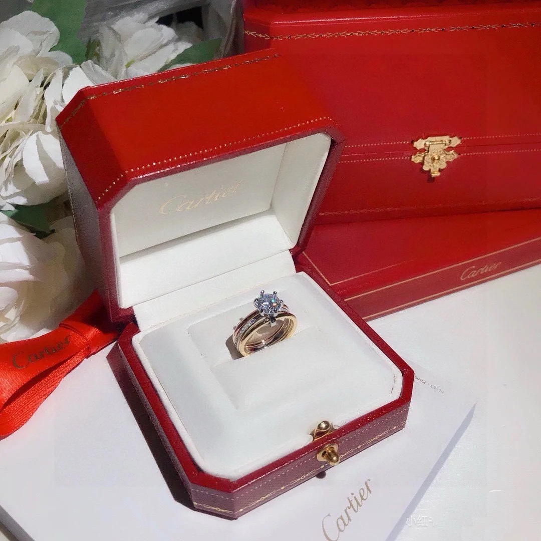 Cartier Three Layers Mixed Metal Color Diamond Ring - Original Replica Club