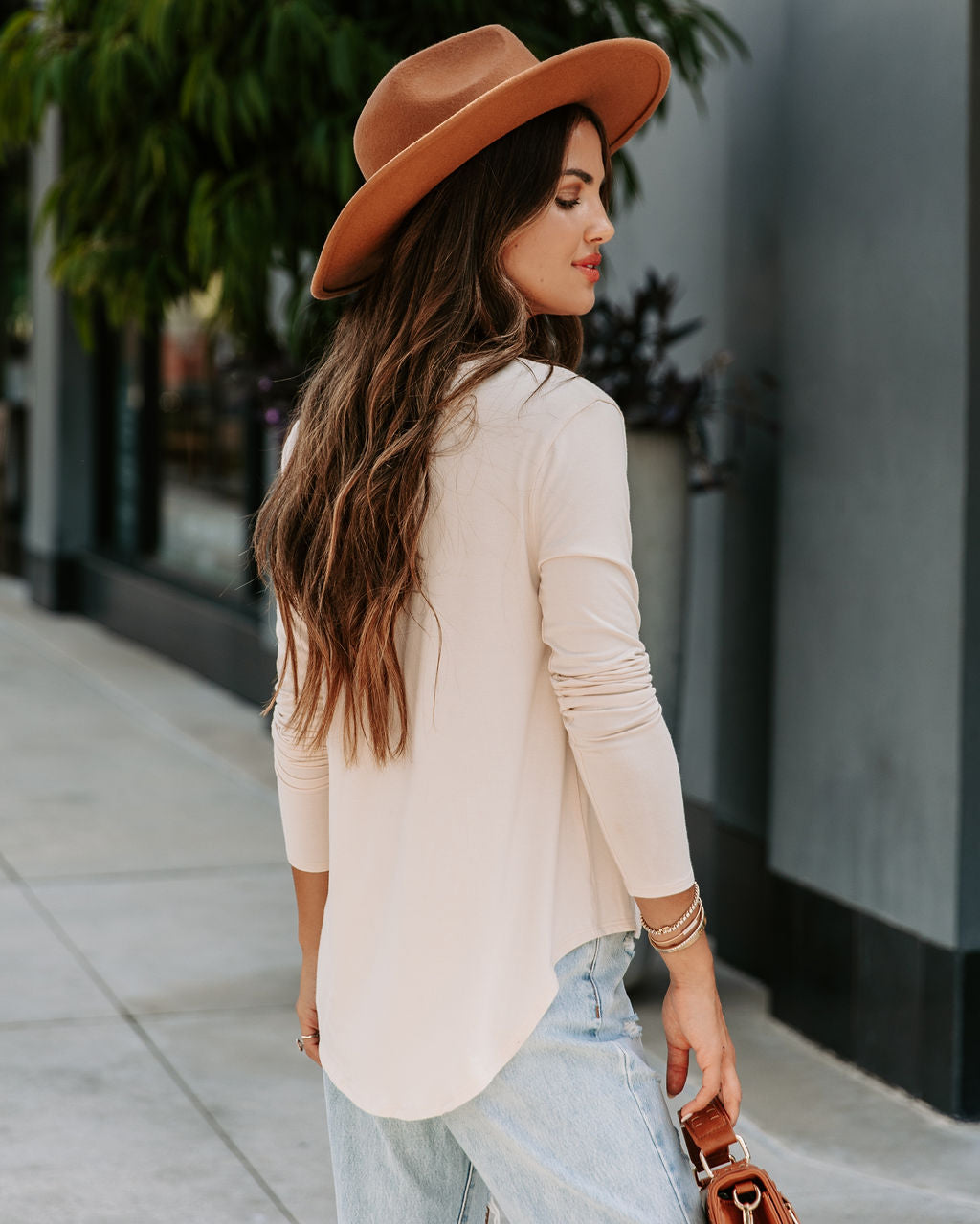Kimberly Scoop Neck Long Sleeve Top - Cream - FINAL SALE - Se7enfashion