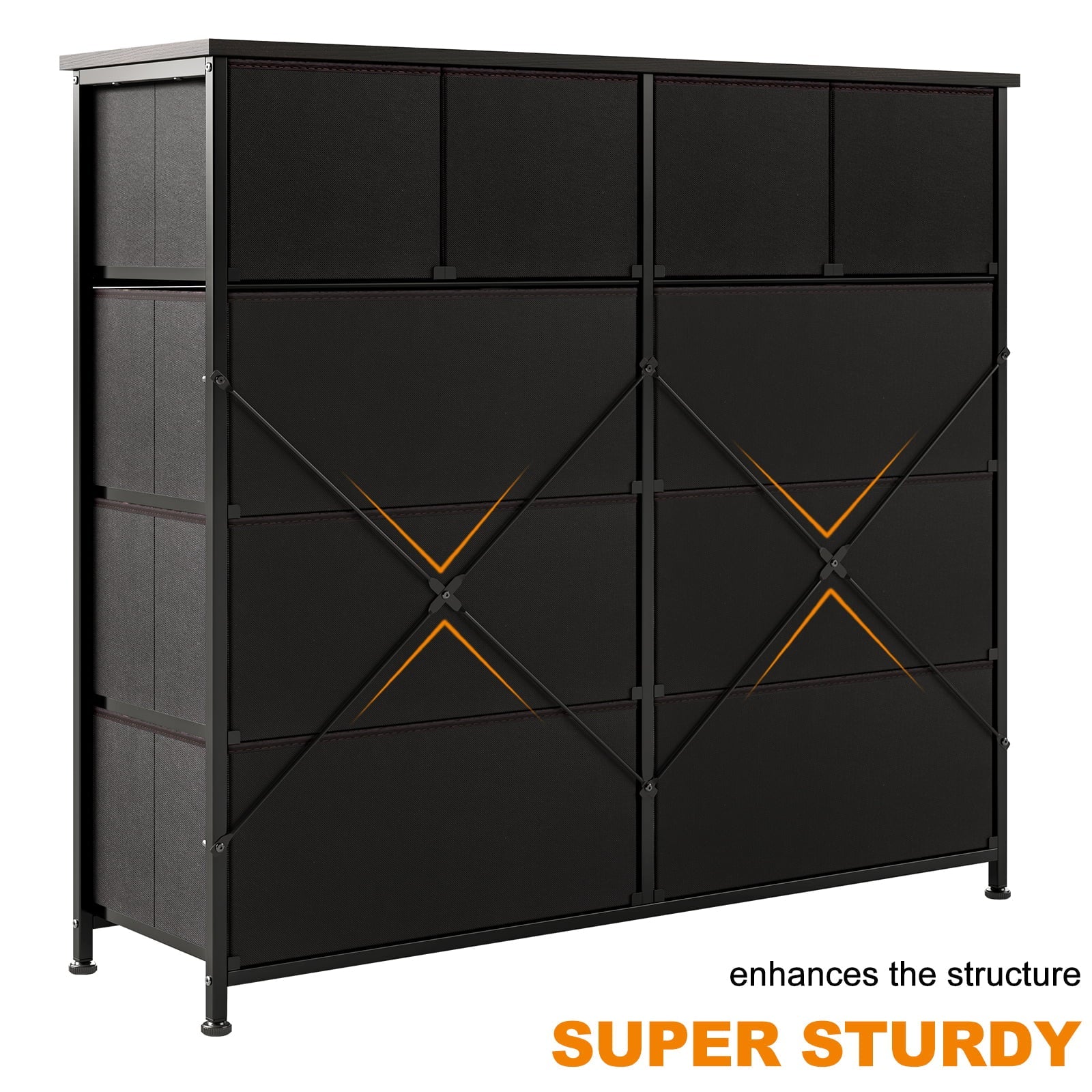 REAHOME Dressers for Bedroom with 10 Drawer Fabric Chest of Drawers Storage Drawer Unit Tower Luxury Leather Finish Rustic Brown - Image 7