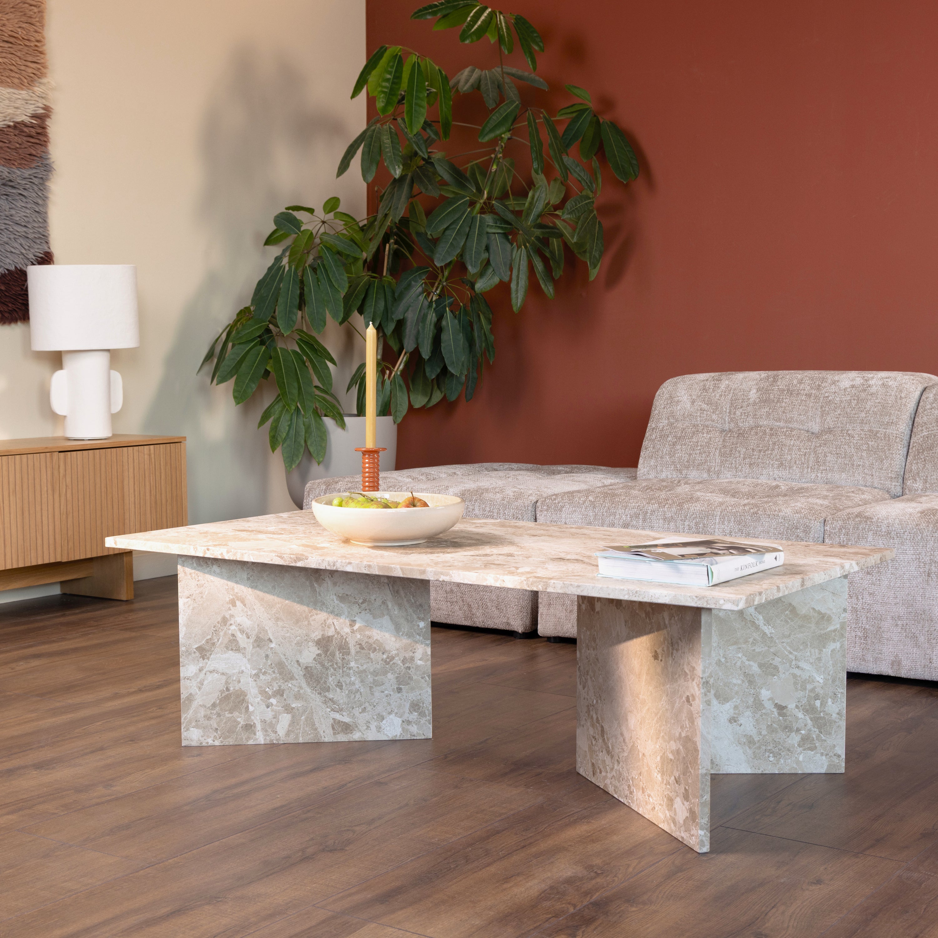 by fonQ Stone Salontafel - Rechthoekig - Bruin