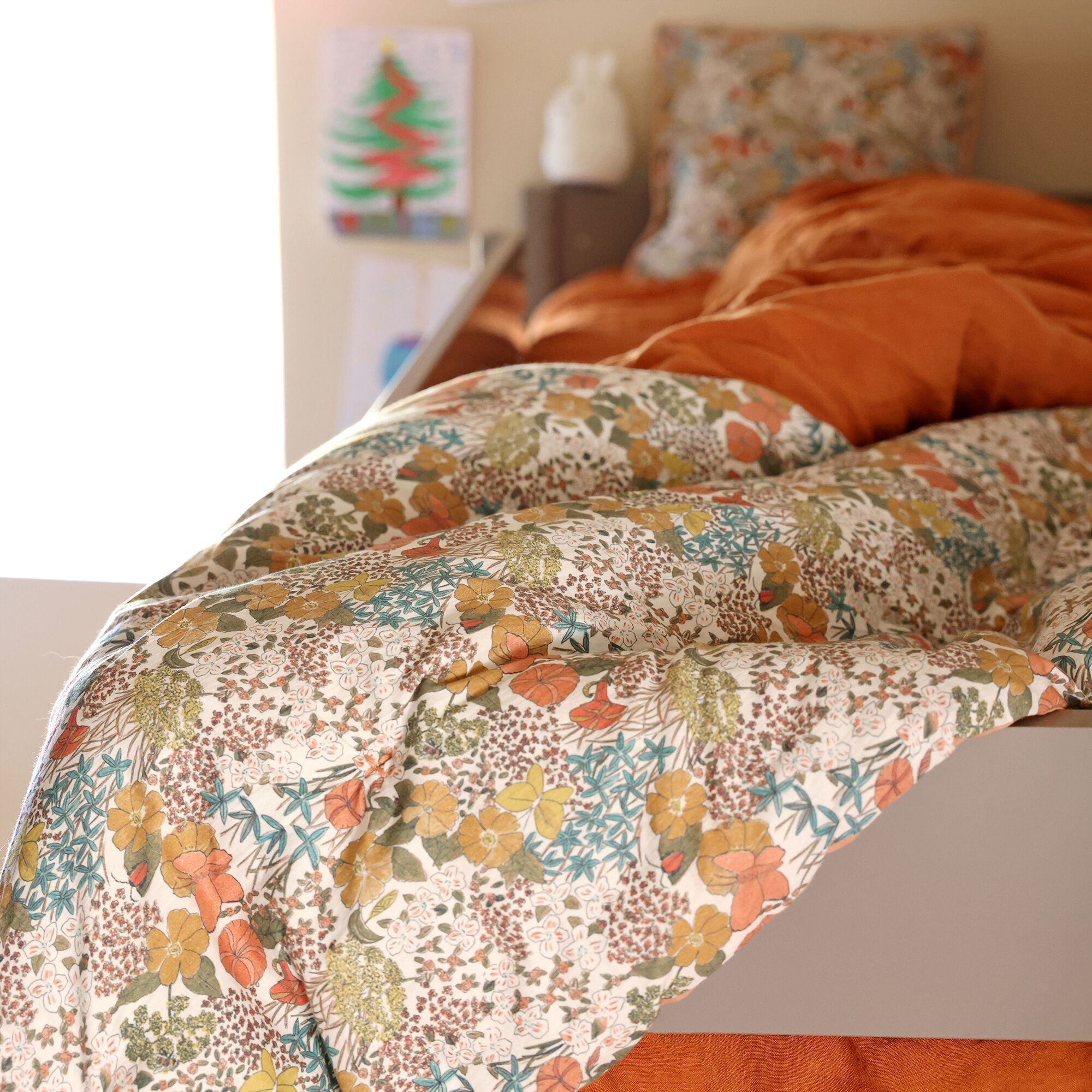 BUTINE - Édredon en coton motif Grenat 65x120cm - rouge