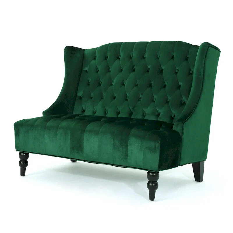 Christopher Knight Home Leora Contemporary Glam Tufted Velvet Wingback Loveseat