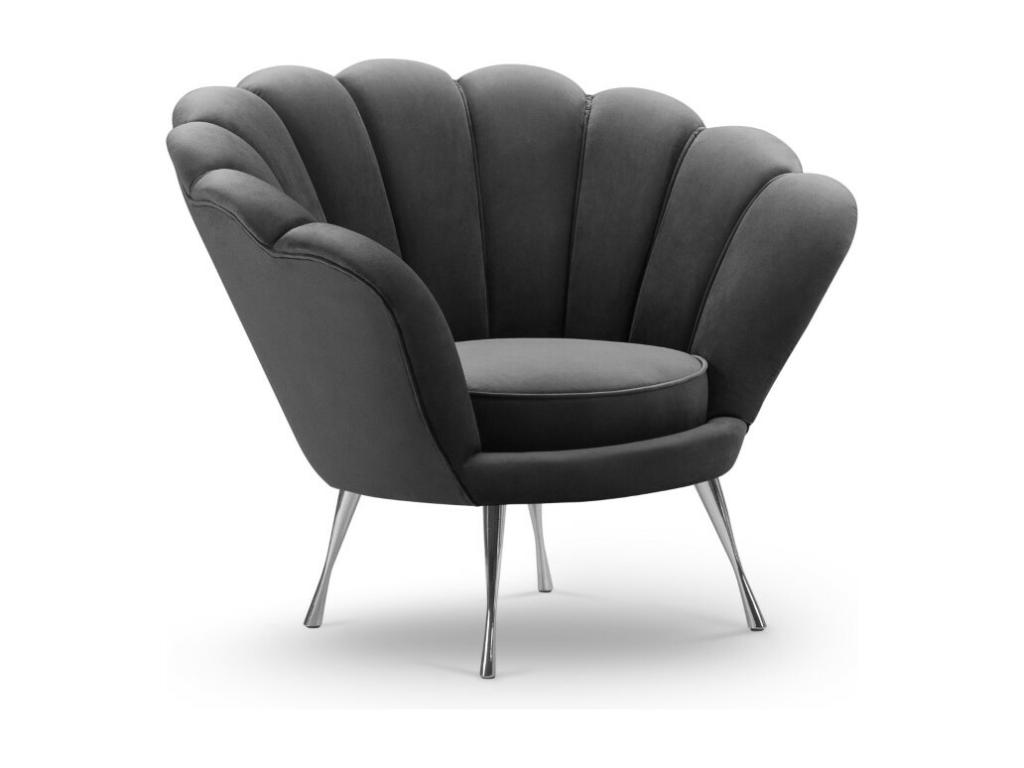 Sillón Cozetiq de terciopelo gris oscuro - 98x78x76cm