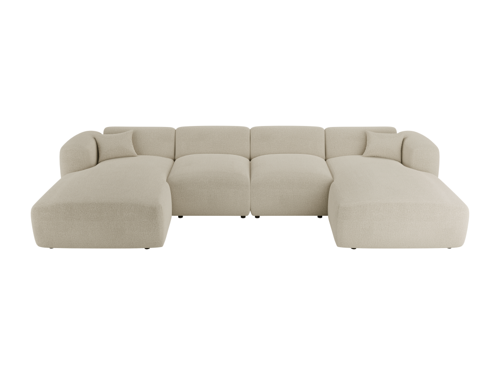 Gran sofá esquinero panorámico tela beige