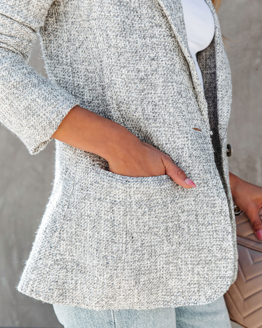 Feeling Sparks Pocketed Sequins Tweed Blazer - Se7enfashion