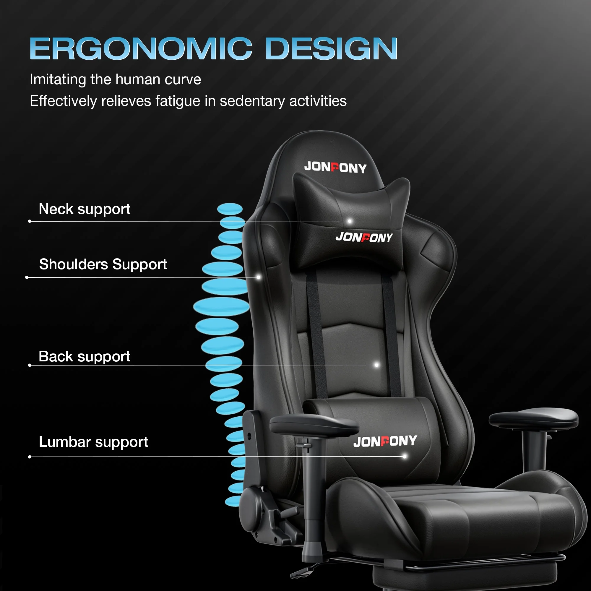 JONPONY Big and Tall 500LBS Gaming Chair, Ergonomic Design, Gamer Chair PU Leather with Footrest and Lumbar Support, High Back Office Chair Support 8 Hours Long Sitting,Red Computer Chair,Red - Image 75