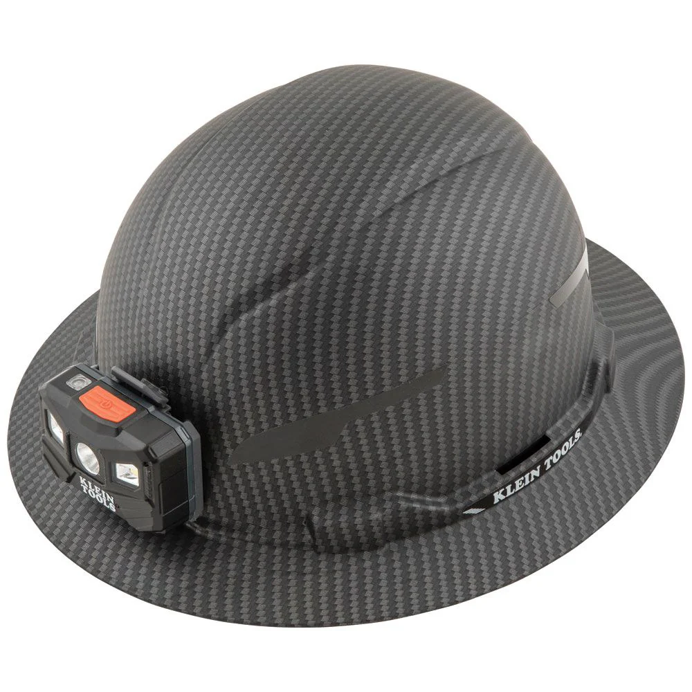 Klein Non-Vented Full Brim Hard Hat, Premium KARBN™ Pattern, Class E, w/Lamp #60346 - KTF Painting Interior Exterior