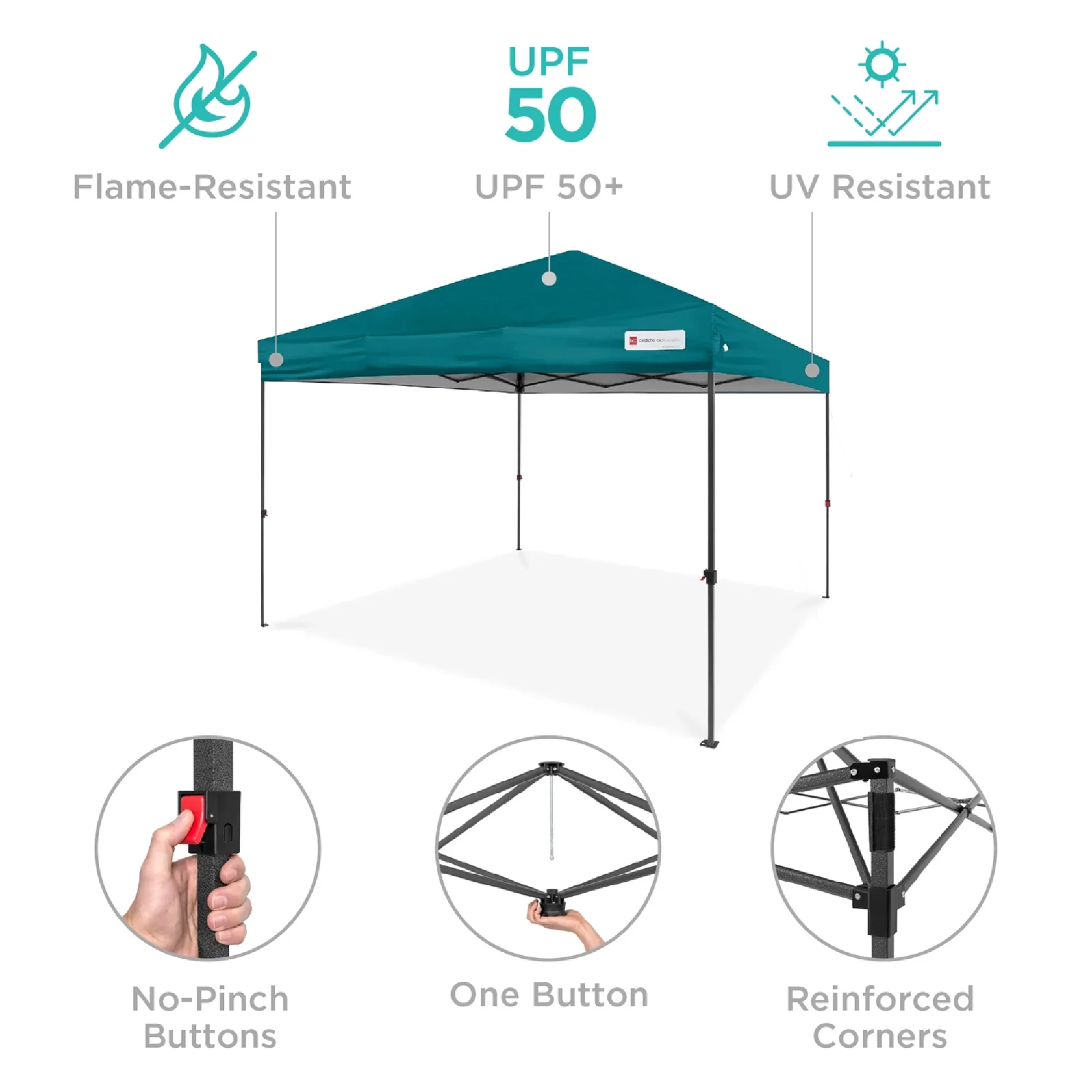 Best Choice Products 12x12ft Easy Setup Pop Up Canopy w/ 1-Button Setup, Wheeled Case, 4 Weight Bags - Navy Blue - Image 129