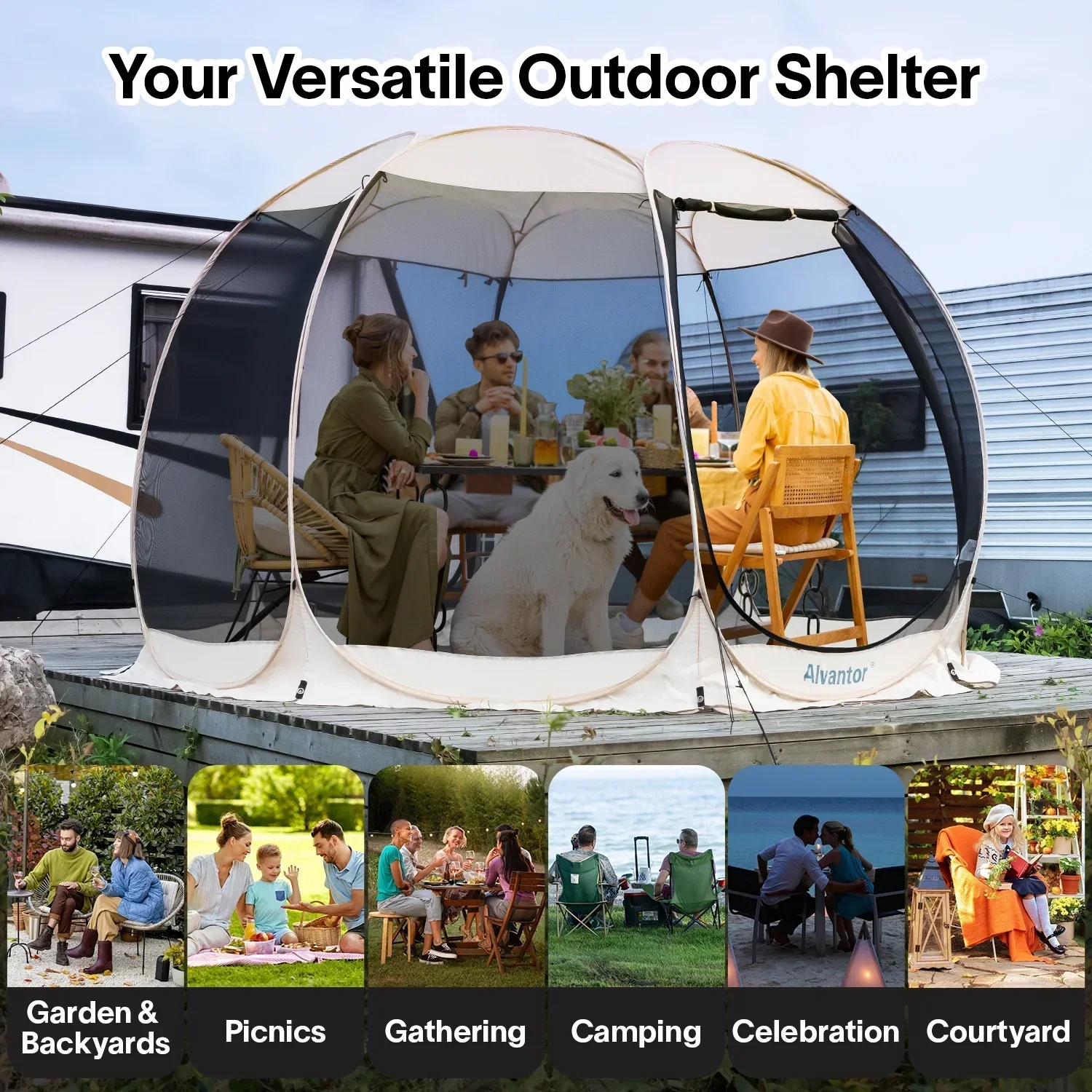 Alvantor Screen House Camping Instant Canopy 12 ft x 12 ft - Beige - Image 10 Alvantor Screen House Camping Instant Canopy 12 ft x 12 ft - Beige - Image 10
