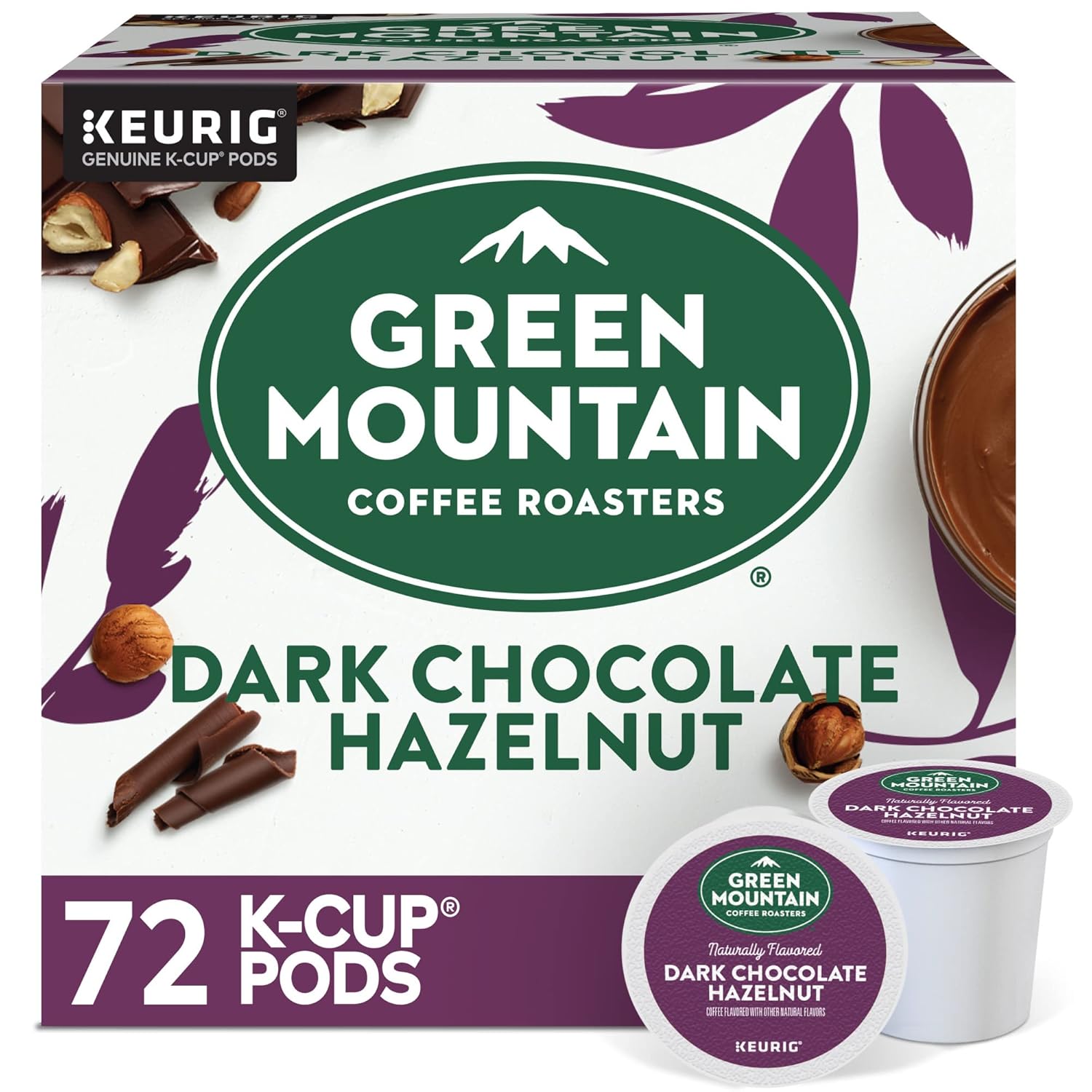 Green Mountain Coffee Roasters Dark Chocolate Hazelnut Coffee. Keurig Single Serve K-Cup Pods. 72 Count (6 Packs of 12)