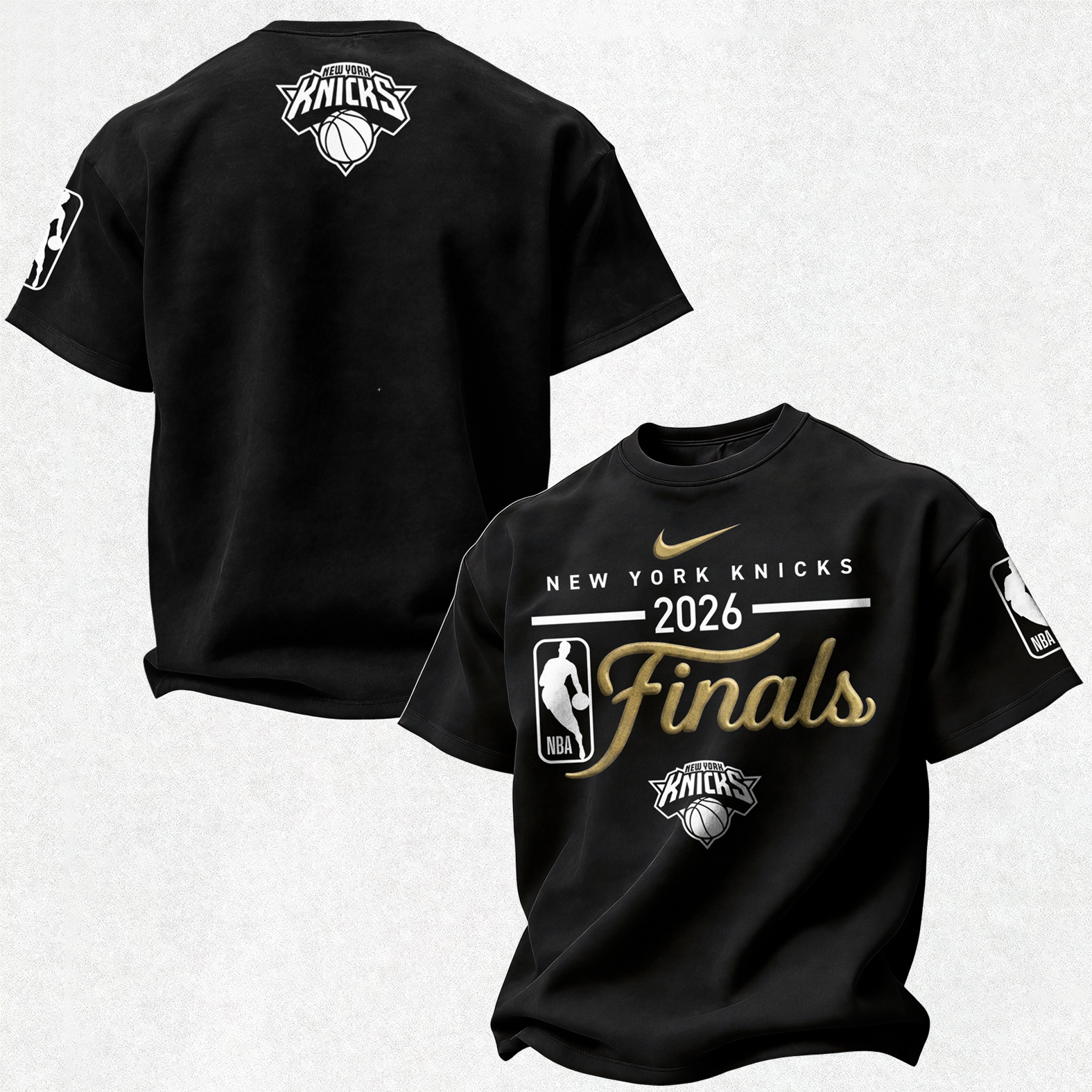 New York Basketball 2026 Vintage Gold Foil Printed Unisex Oversized T-shirt