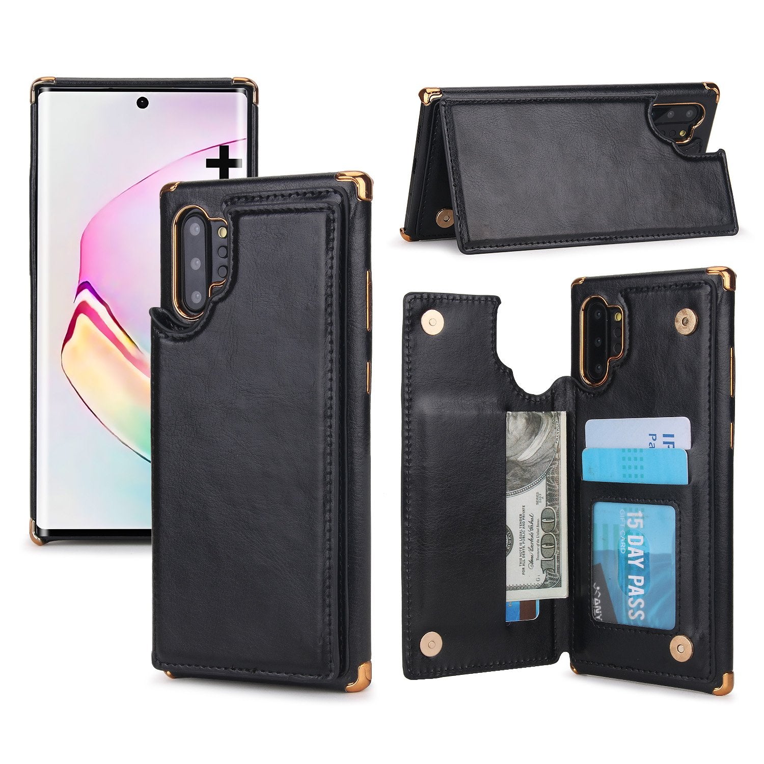 POLA Genuine Leather Zipper Wallet Purse Phoe Bag For Samsung