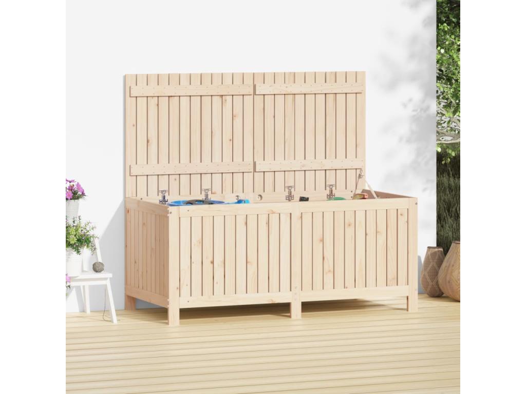 Caja de almacenaje jardín madera maciza de pino 147x68x64 cm