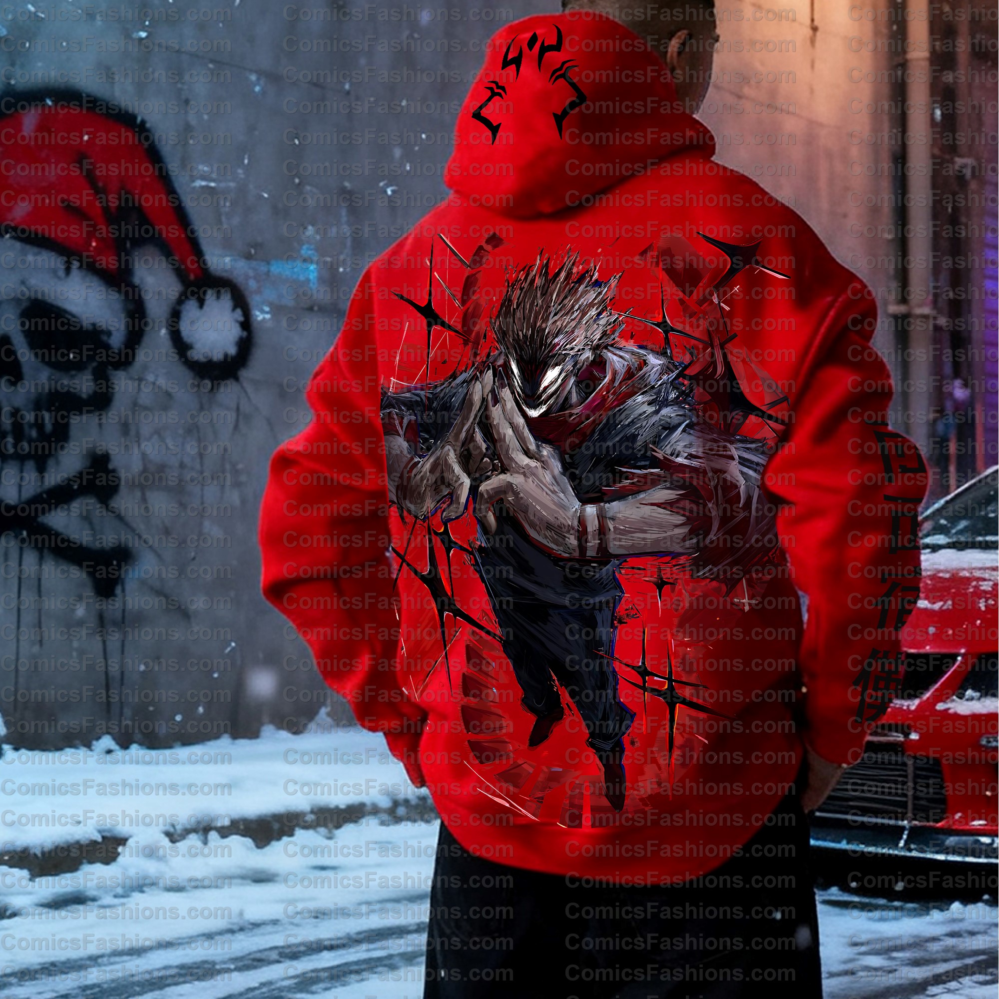 plus velvetUnisex Anime Graphic Streetwear Vintage Hoodie