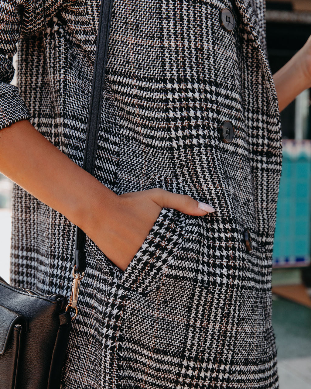 Asher Pocketed Houndstooth Coat - Se7enfashion