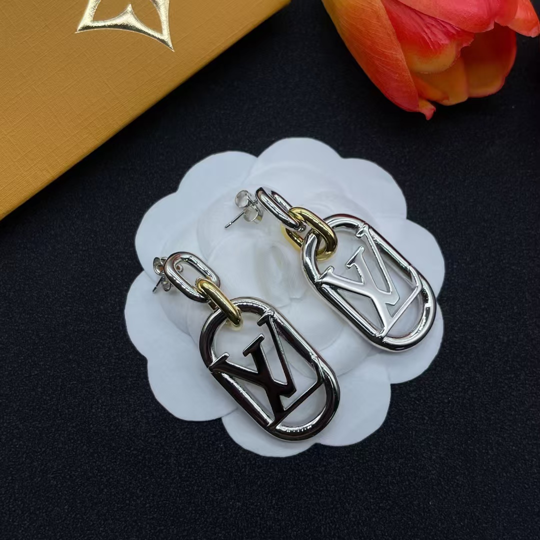 Louis Vuitton Hollow LV Letter Long Earrings - Original Replica Club
