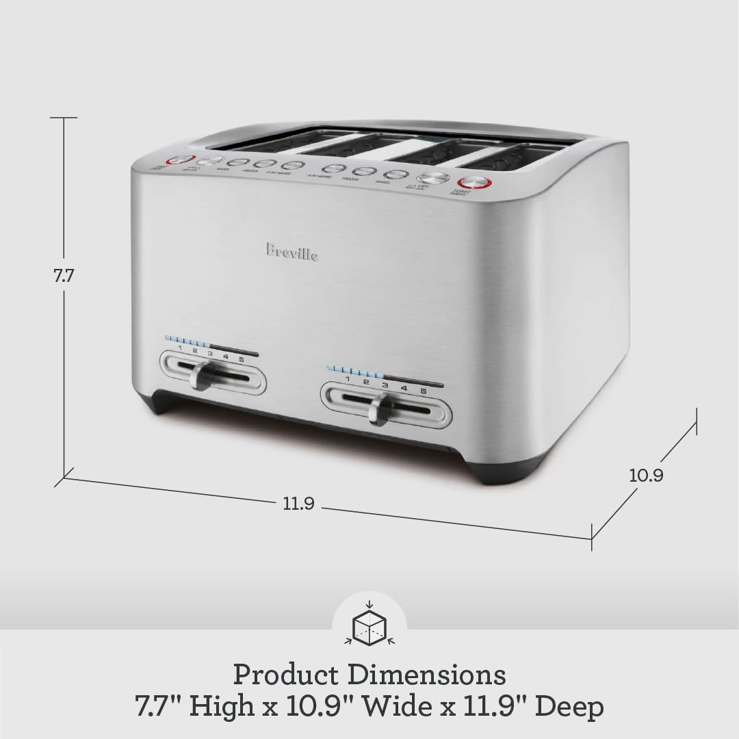 Breville Die-Cast Smart Toaster, 2-Slice, Brushed Stainless Steel