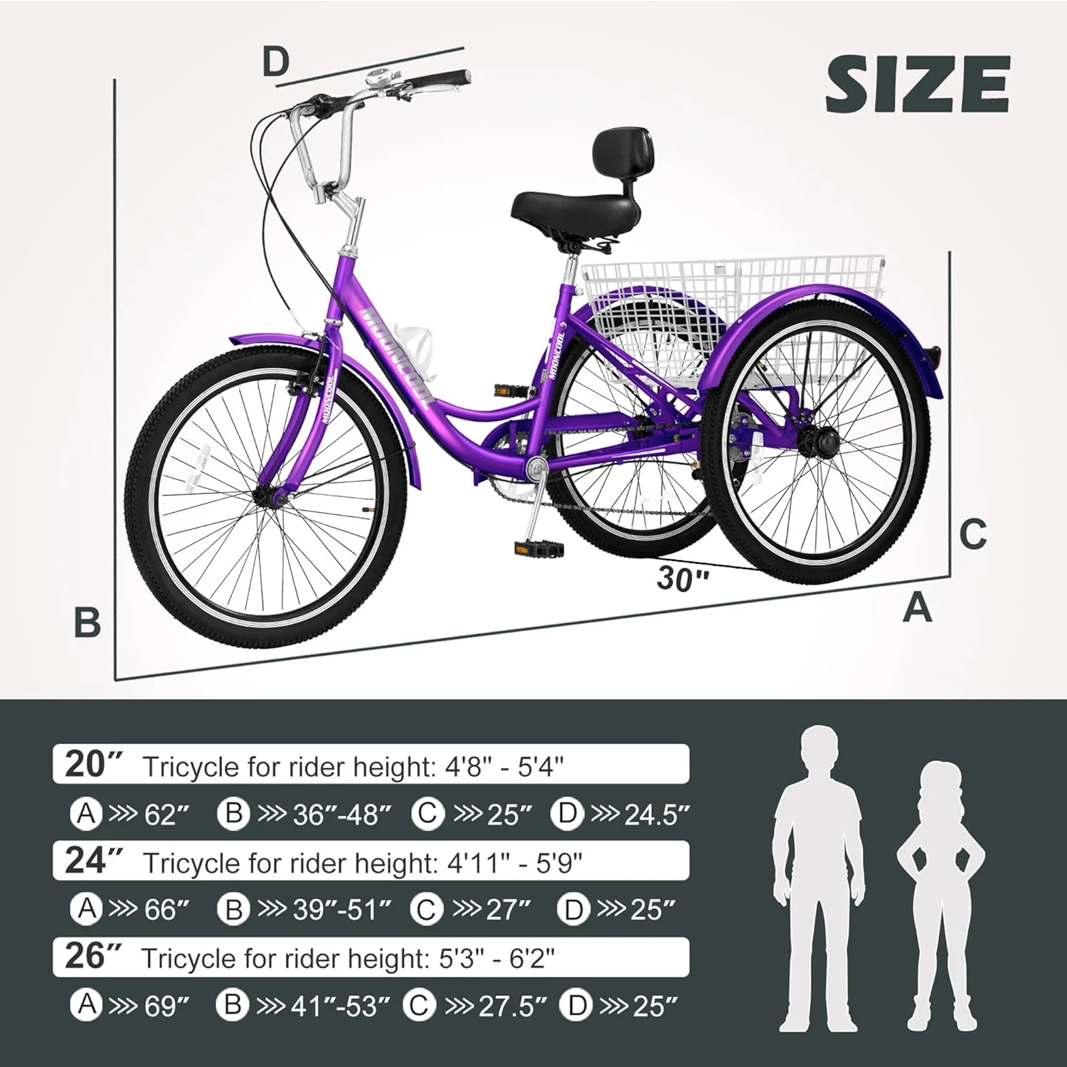 FICISOG 7 Speed Adult Tricycle for Women, 20/24/26 Inch Adult Trike with Basket, 3 Wheel Bikes for Adults Seniors, Cruise Trike for Shopping Picnic - Image 60