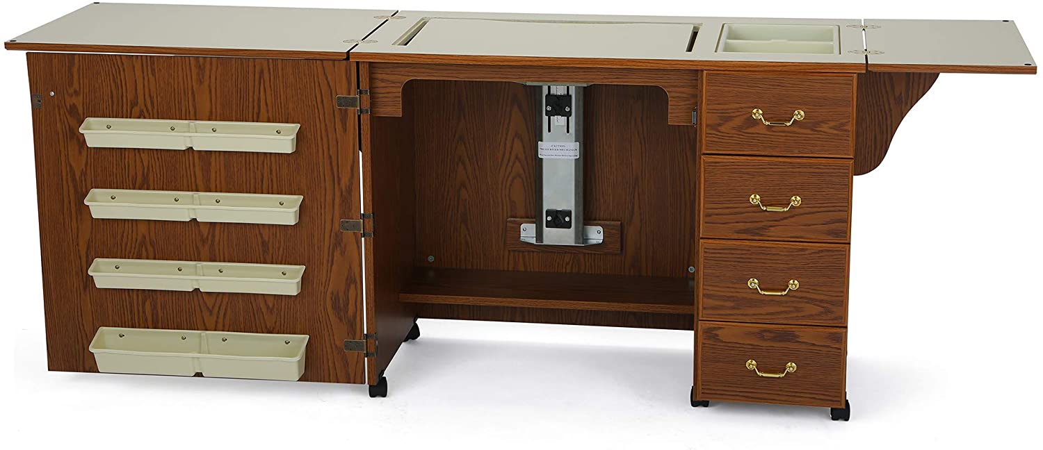 2025 353 Norma Jean Sewing Cabinet for Sturdy Sewing, Cutting, Quilting, and Crafting with Storage and Airlift, Black Finish
