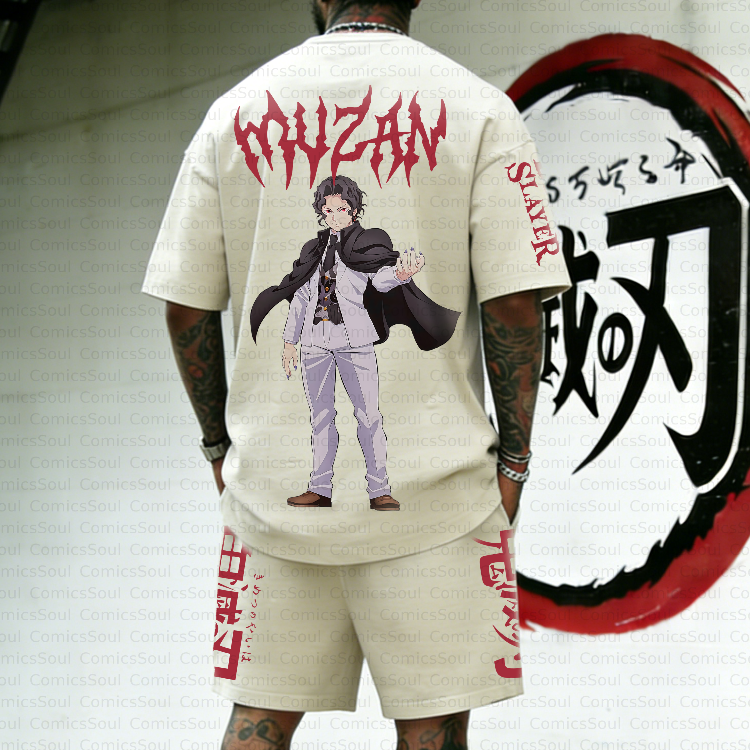 Unisex Anime Inspired Vintage T-shirt& Shorts 2 Pieces Set