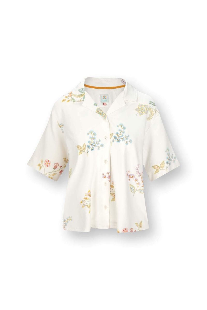 Flora Top Short Sleeve Blossom Chique White