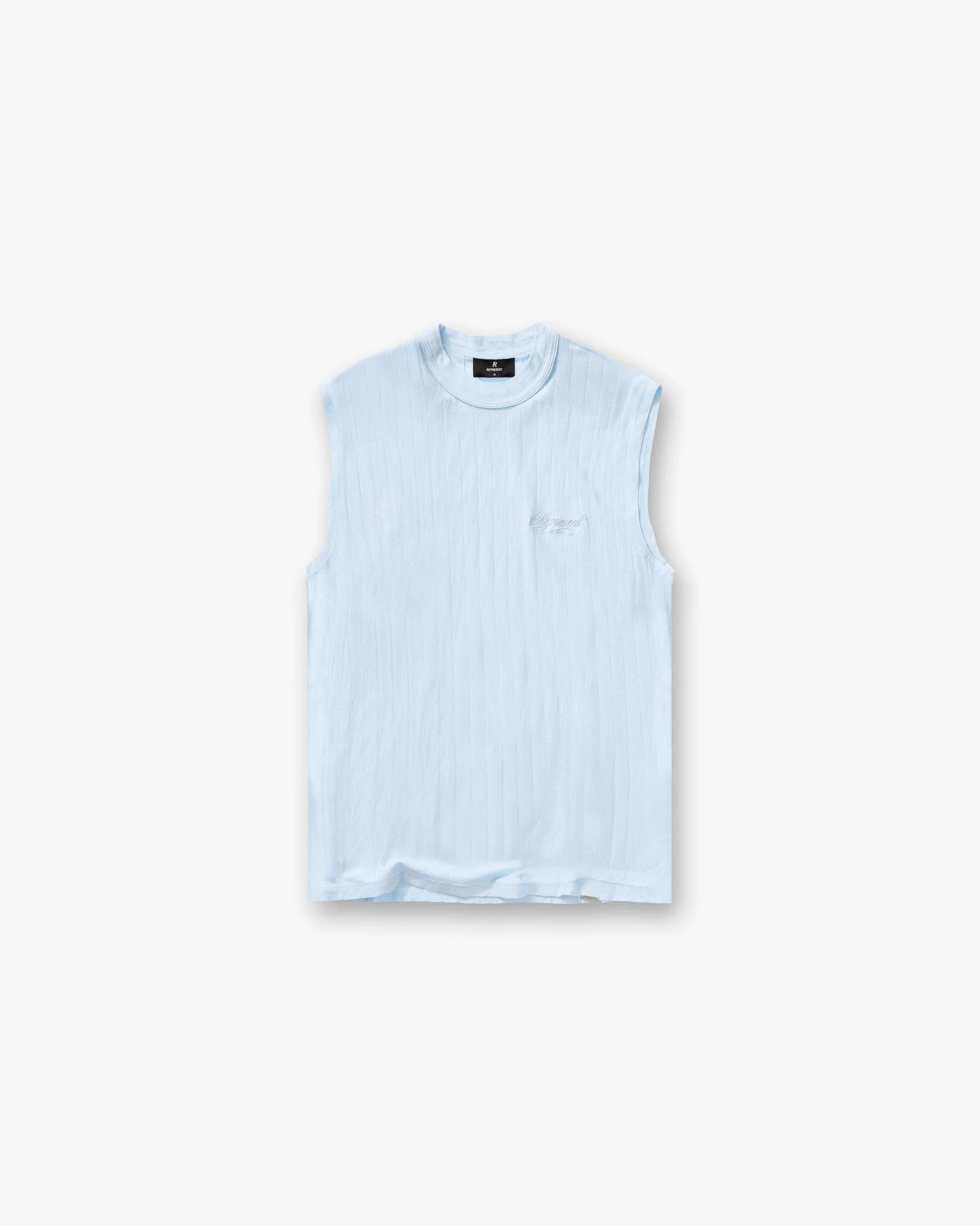 Slub Script Tank - Ice Blue
